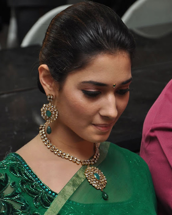 tamannah looking in green saree unseen pics